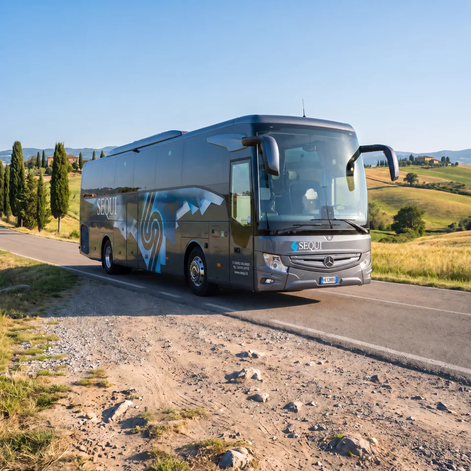 An Autolinee Sequi coach on the road